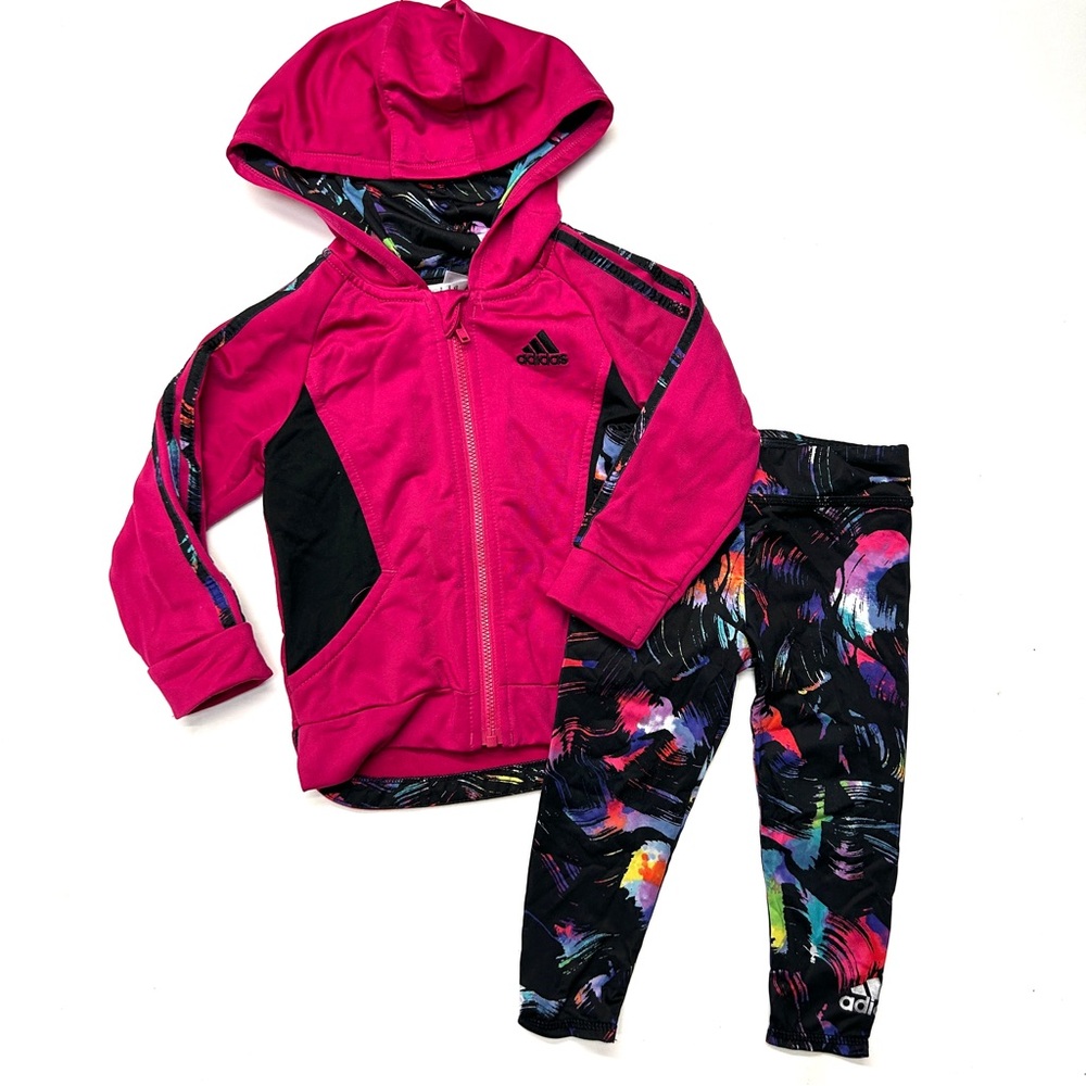 5 for $25 🥳 Adidas Pink Hoodie and Colorful Leggings Athletic Outfit Set